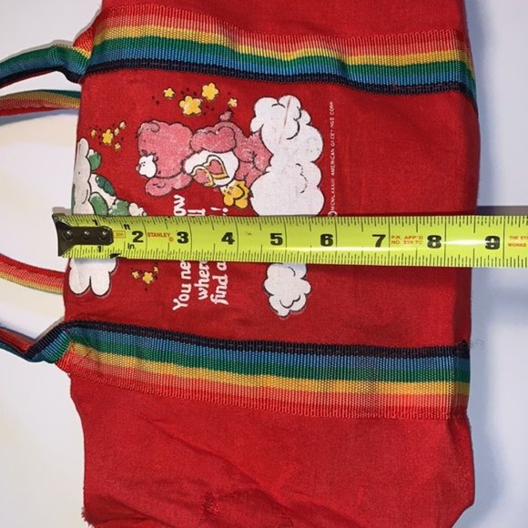 Care Bears Vintage Mini Duffel Bag / Oversized Hobo Purse with Rainbow Handles - Picture 13 of 13
